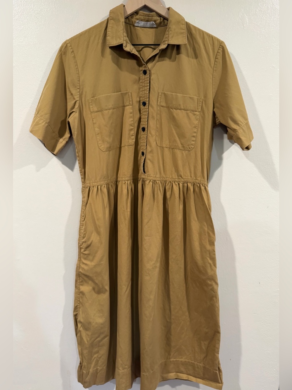 Preloved 100% Cotton Everlane Midi Shirt Dress in Mustard Size 6